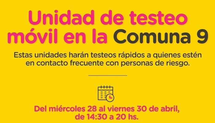 Unidades móviles de testeo rápido en las comunas