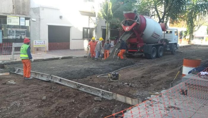 Obras de repavimentación en la Comuna 9