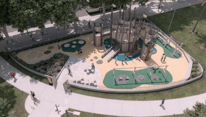 La Plaza Domingo Olivera tiene su nuevo patio de juegos