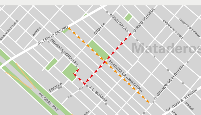 Cambios de sentido de circulación en calles de Mataderos