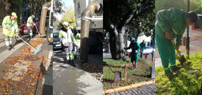 Tareas de higiene y mantenimiento del espacio público en la Comuna 9