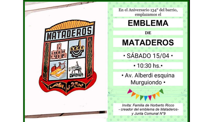 Colocación del emblema de Mataderos en Av. Juan Bautista Alberdi y Murguiondo
