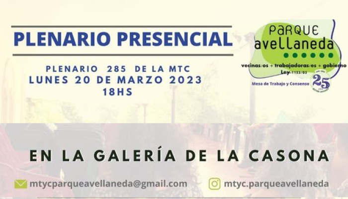 Nueva reunión de la Mesa de Trabajo y Consenso de Parque Avellaneda
