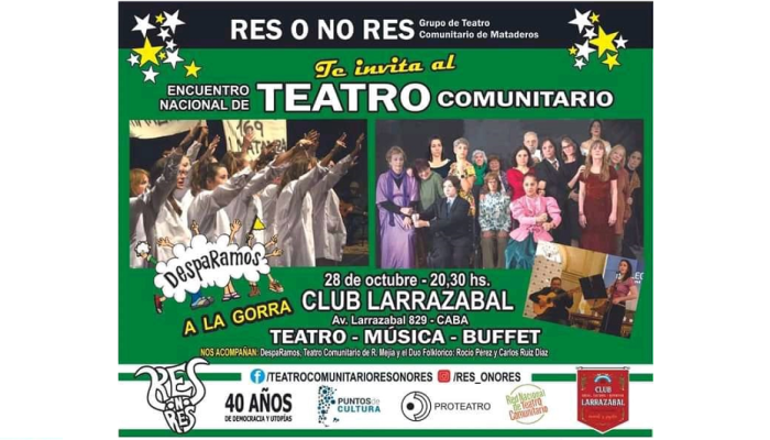 Este sábado habrá teatro comunitario en el Club Larrazábal