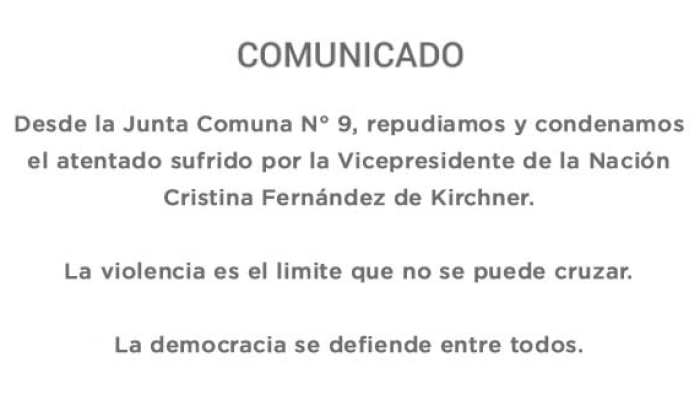 Repudio al atentado a la Vicepresidenta de la Nación