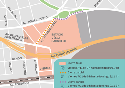 Afectaciones al tránsito por evento en Vélez Sarsfield