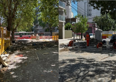 Se realizan tareas de readoquinamiento en calles de la Comuna 9