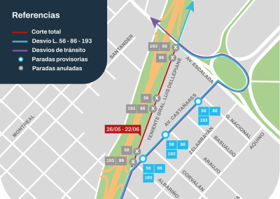 Cortes y desvíos por obras en el entorno de la autopista Dellepiane
