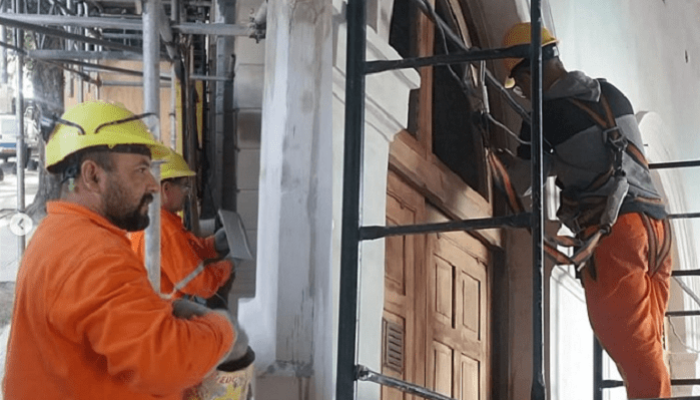 Trabajos de restauración de la Recova y el Monumento El Resero