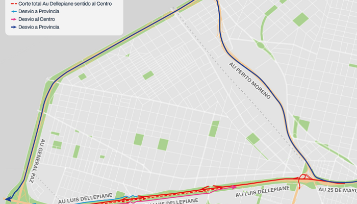 Desvíos en Autopista Dellepiane por obras